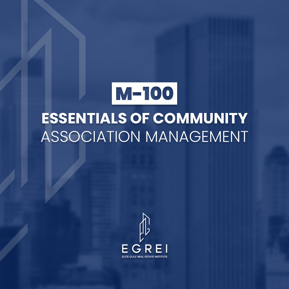 M-100 course cover: Essentials of Community Association Management by EGREI in Dubai